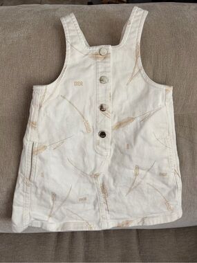Dior Beige Wheat Print Cotton/denim Pinafore Dress
